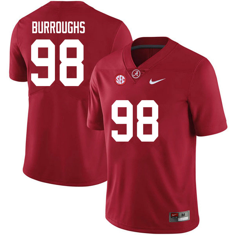 Men #98 Jamil Burroughs Alabama Crimson Tide College Football Jerseys Sale-Crimson